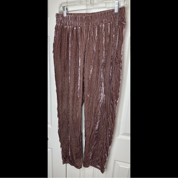 Anthro TINA + JO Josephine Tapered Trousers Mauve Pink Purple Velvet High Rise - Picture 2 of 13